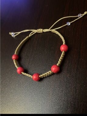 Red Bead Macrame Bracelet - Women Jewelry